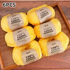 6pcs Cotton Soft Breathable Yarn Thread Set-Perfect for Hand Knitting, Crocheting, Weaving Hats, Scarves, Dolls, Bags, Sweaters