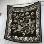 90cm Brand Square Scarf Women Fashion Floral Twill Silk Scarf Shawl Hijab Luxury Bandana Foulard Neckerchief Head Scarf For Lady