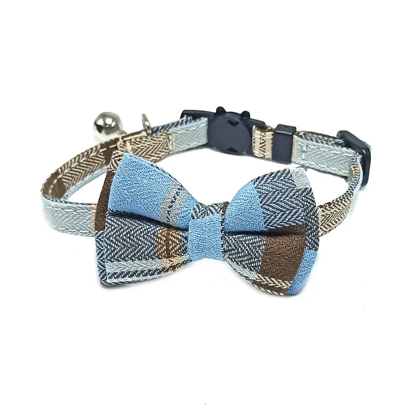Pet Breakaway Cat Collar Bow Tie & Bell – Christmas Plaid