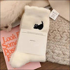 3Pairs Premium Feel Cute Cat Cozy Hairy Mink Velvet Socks Autumn Winter Hosiery Thickened Plush Warm Sleep Home Fluffy Socks