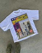 Harajuku American Newspaper Graphic T Shirts Y2k Tops Oversized T Shirt Couple Pro Choice Gothic Streetwear Vintage Men Clothing