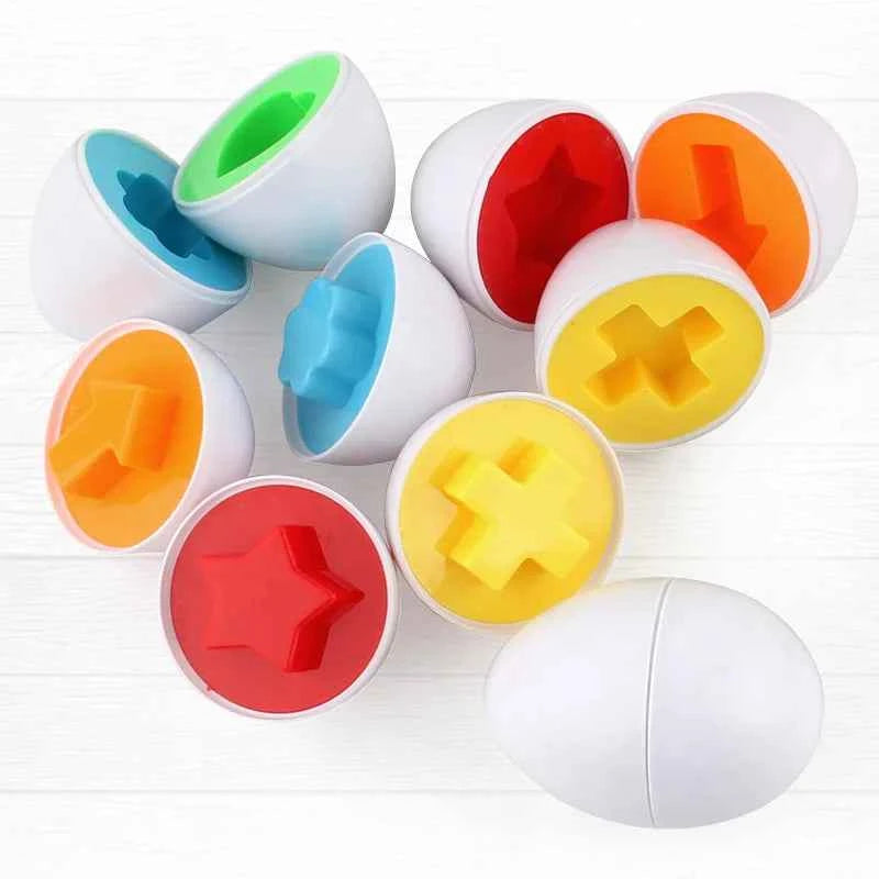 Matching Eggs Easter Toy Montessori Colors Shapes Recognition Kids Educational Color Sorting Toy for Toddlers STEM Egg Toys Gift