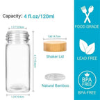 6/12/24pcs  Glass Spice Jars with Bamboo Lids Or Metal Lids Include Minimalist Spice Labels Stickers Collapsible Funnel Jar Set