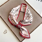 Luxury Brand Horse Print Skinny Neckerchief Scarf For Women Satin Silk Ribbons Bandana Ladies Neck Tie Wrist Wrap Shawl Echarpe
