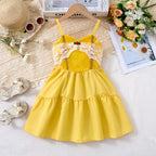 Children Baby Girls Lace Up Sling Summer Dress Princess Sleeveless Suspenders Dresses For 1-10 Years Cool Ventilated Kid Clothes
