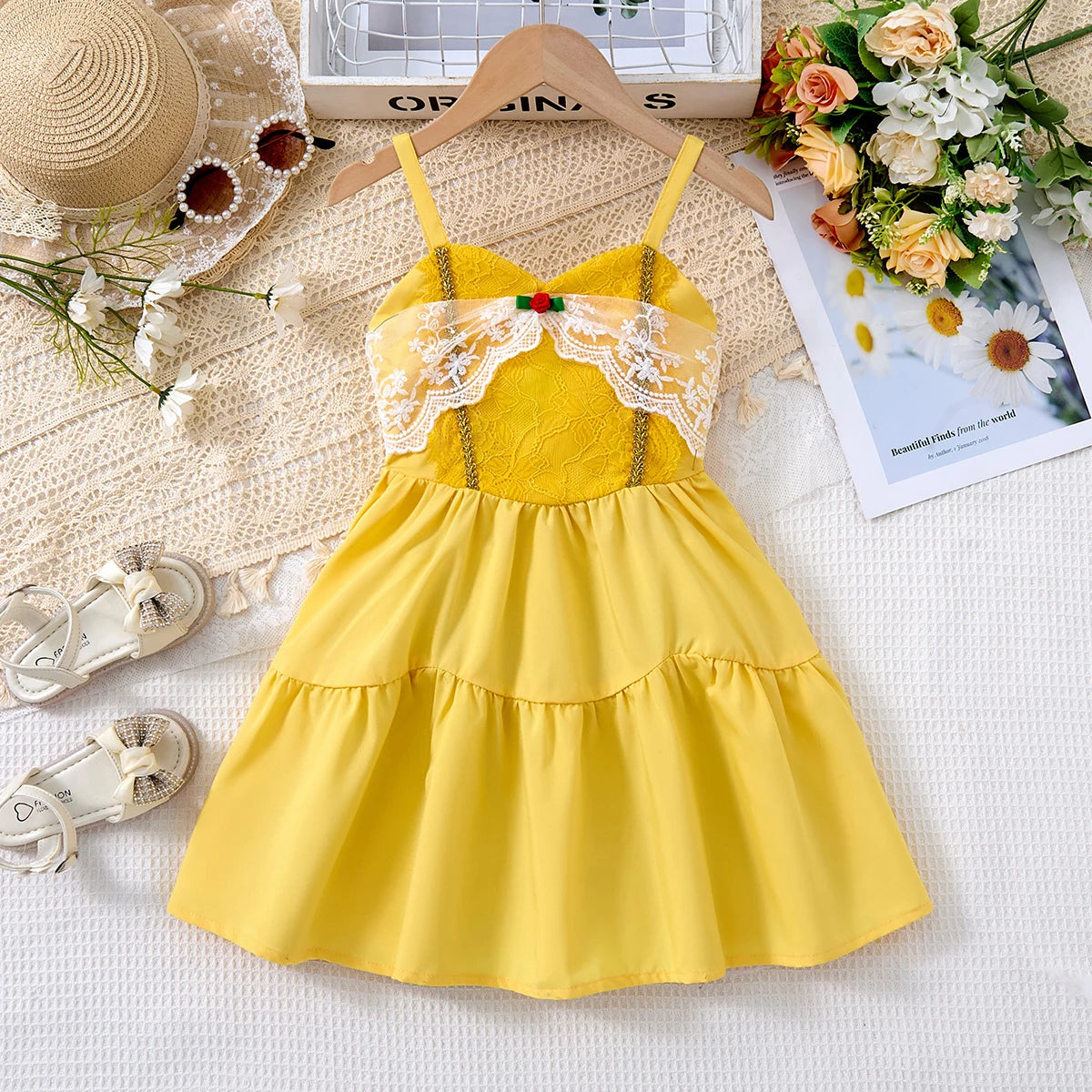 Children Baby Girls Lace Up Sling Summer Dress Princess Sleeveless Suspenders Dresses For 1-10 Years Cool Ventilated Kid Clothes