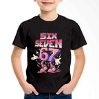 New Funny Six Seven Italian Brainrot 67 Number Graphic Print T-Shirt Boy/Girl Summer Short Sleeved Kids Comfortable Tshirt Top