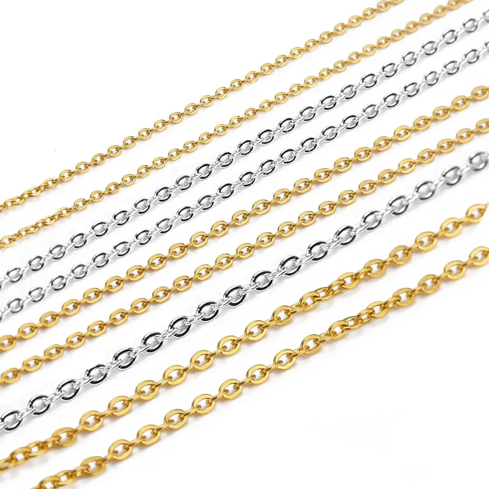 2/10 Meters Stainless Steel Chain 1 1.5 2mm Gold&Steel Color Link for DIY Jewelry Making Necklace Bracelet Bulk Chain Supplies