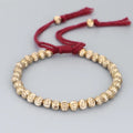 Handmade Tibetan Copper Bead Bracelet Buddhist Braided Cotton Luck Rope Bracelet Good Luck Success Amulet Women Men Vintage