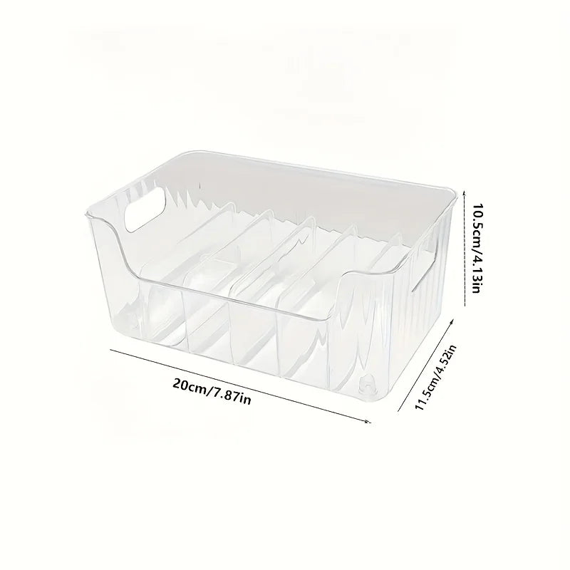 1pc Clear Plastic Seasoning Storage Box with Adjustable Divider | Versatile Kitchen Organizer for Spices, Snacks and Small Items