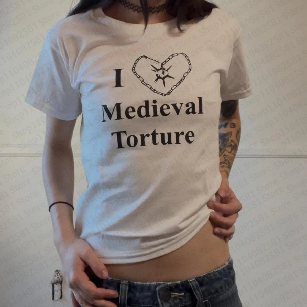 Aesthetic Kawaii clothing retro women's 90s cut top women's baby letter T-shirt Y2k fashion casual 2000s top emo girl Harajuku