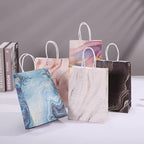 5 pcs Marble Design Kraft Paper Gift Bag with Handle Birthday Party Packaging Bags Wedding Gifts for Guest Eid Ramadan Supplies