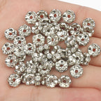 50pcs Rhinestone Spacer Beads Multi-color Crystal Metal Spacers Rondelle Beads for Jewelry Making DIY Bracelets Accessories