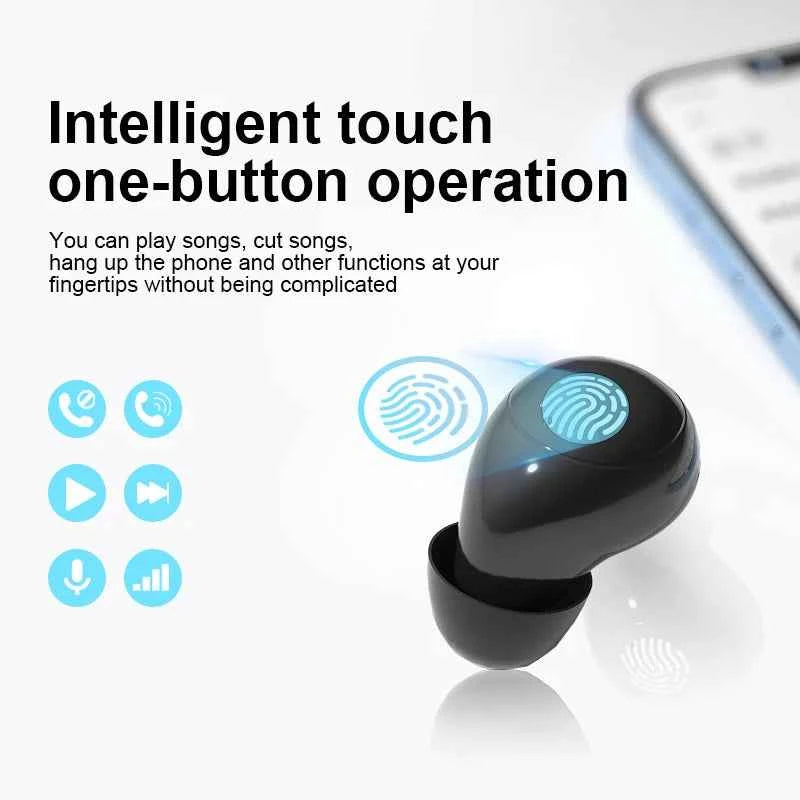 Invisible Headphones TWS Mini Earphones Wireless Bluetooth 5.3 Earbuds with Microphone Noise Reduction In-Ear Headset for Phone