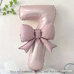 32 Inch Pink Number 0-9 Foil Balloon with Bow – Ideal for Girls Wedding Birthday Party Decorations