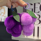 Purple Fluffy Soft Key For Men And Women Chain Rabbit Plush Grape Pendant Grape Car Key Pendant Accessory Wholesale