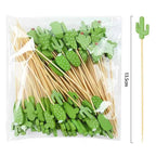100Pcs Disposable Bamboo Skewer Hawaiian Flamingo Pearl Cocktail Picks Buffet Food Fruit Forks For Wedding Birthday Party Decor