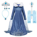 Children Snow Queen Costume Kids Elsa Cosplay Performance Sequins Disguise Girls Princess Party Elegant Fantasy Halloween Dress