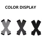 Striped Fingerless Gloves Arm Warmers Cotton Elbow Protection Warm Bracelet Gloves for Cold Weather Daily Casual Outdoor Wear
