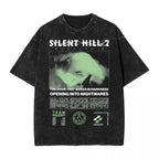 Washed T Shirts Horror Silent Hill Heavens Night Hip Hop T-Shirt Street  Streetwear Short Sleeve Printed Tops Tees Men Women