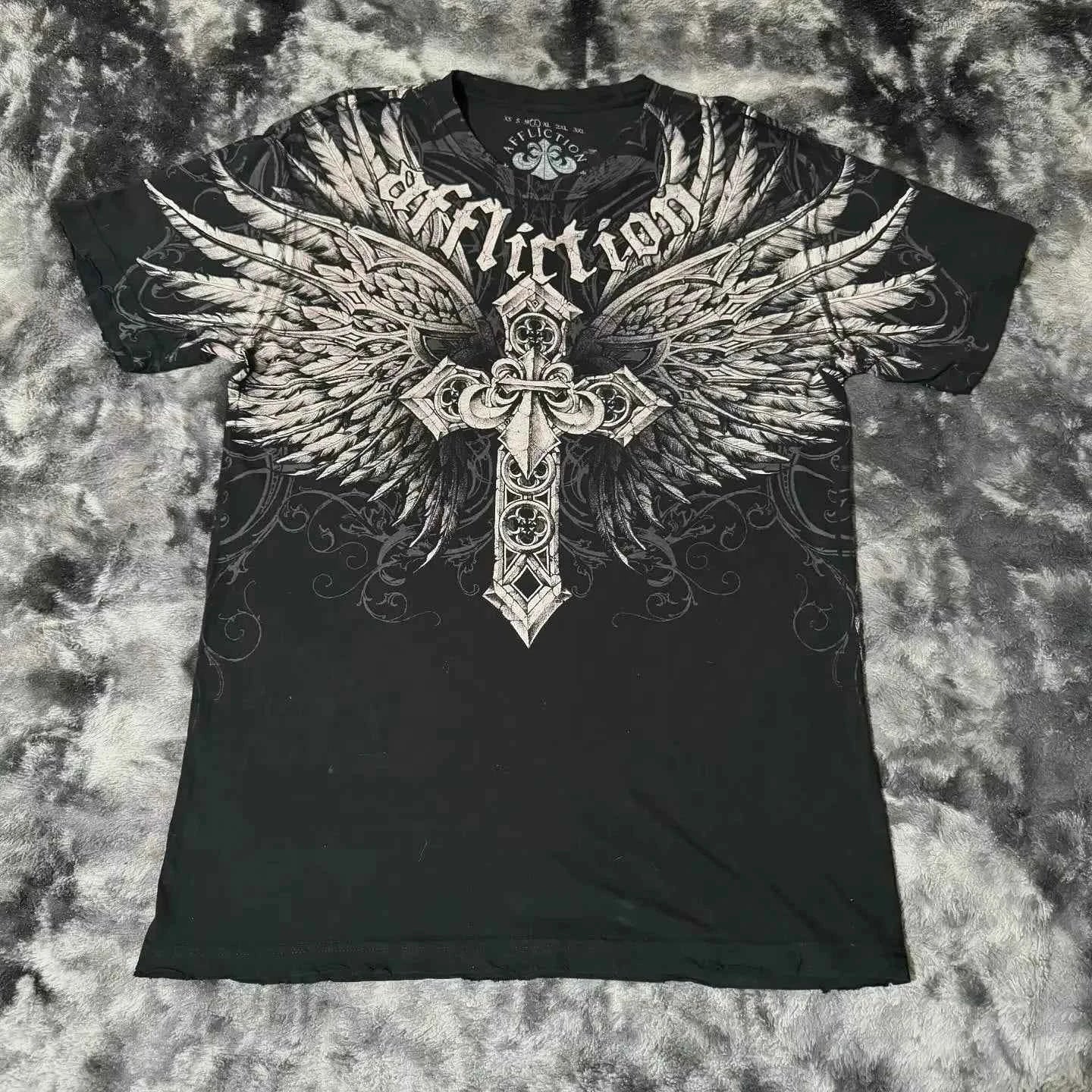 2000s American Skull Pattern Long sleeved T shirt Fashion Round Neck Oversized T shirt New Mens Casual Gothic Clothing Tops