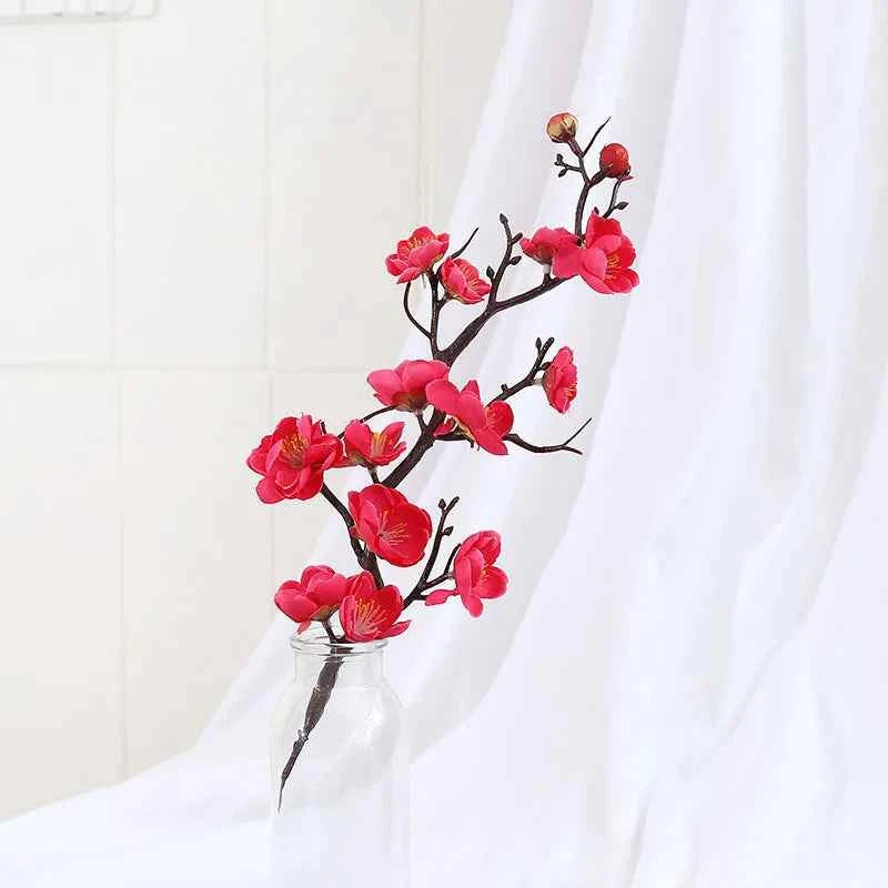 Bonsai Silk Flowers Plum Blossoms Artificial Plant Fake Flowers Pot Flores Sakura Tree Branches Home Room Decoration