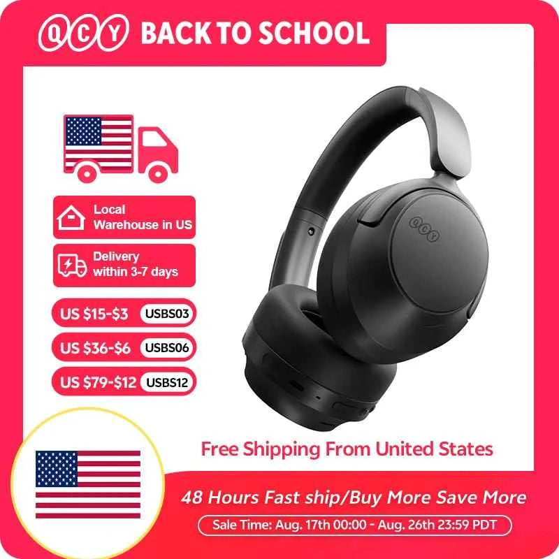 QCY H3S Over Ear Headphone Hi-Res LDAC Spatial Sound Headset H3S -56dB Adaptive ANC Wireless Earphone Bluetooth 6.0 102Hrs