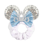 Cute Mouse Ears Velvet Scrunchies Hairband Women Elastic Ponytail Holder Girls Sequin Bow 2023 Kids Party DIY Hair Accessories