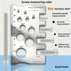 304 Stainless Steel Screw Measuring Gauge Set - Precision Thread Pitch & Bolt Size Caliper Tool | M12 Diameter Ruler | Ideal Fat