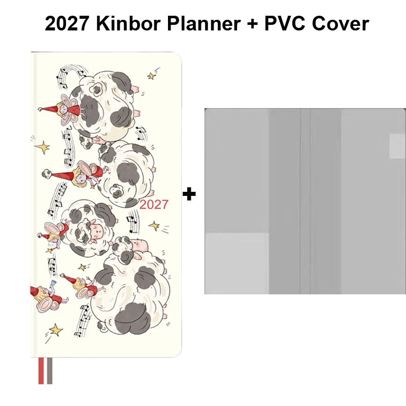 2027 Kinbor Portable Week Planner Daily Journal Notebook Month Year Weeks Plan 52g Bachuan Paper Book Gift for Back To School