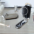Folding Mini Hair Combs with Mirror For Travel hair styling tools Cartoon Hairbrush Head Massage Anti-Static Brushes mirrors