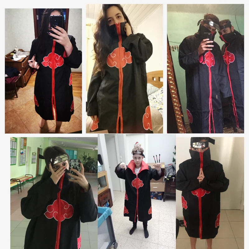 Akatsuki Anime Cosplay Costume Red Cloud Robe Set