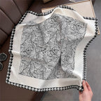 2025 Silk Shawl Print Headscarf Cat Hair Wrap Neckerchief Female Satin Square Scarf For Women Headband Foulard Hijab Bandana