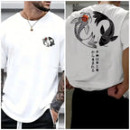 Koi Harajuku Pattern Japan Men Women T-shirt Summer Casual Cotton Y2K Street Retro Daily Simple Loose Fitness Run Short Sleeve