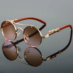 Vintage Round Double Bridge Sunglasses Retro Fashion Eyewear