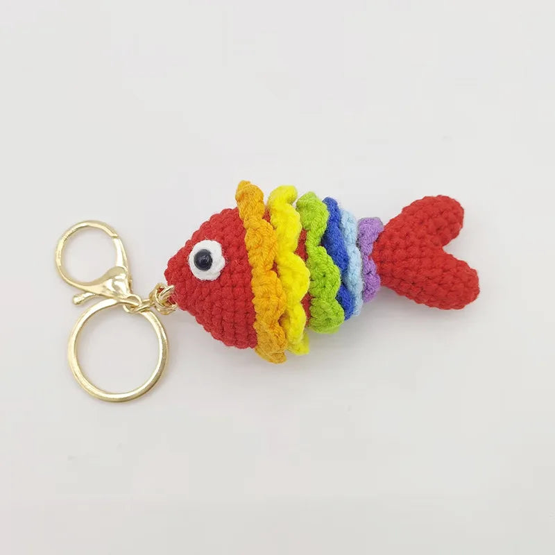 Funny Squid Crochet Keychain Cute Ocean Bag Charm