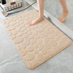 3D Non-Slip Bathroom Mat – Absorbent Cobblestone Embossed Bath & Door Floor Mat, Machine Washable & Quick Drying