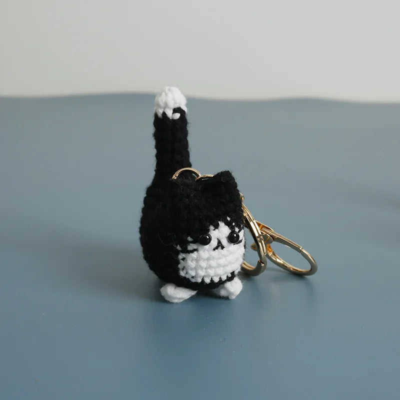 Cute Crochet Kitten Keychain Smiling Cat Bag Charm