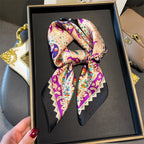 Luxury Chain Print Small Square Scarf Simulated Silk Thin Neck Scarf Fashion Sunscreen Headscarf For Women 70x70cm