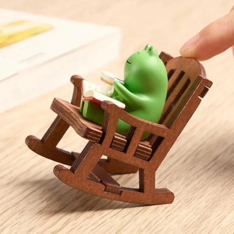 Japanese Resin Accessories Cute Mini Frog Rocking Chair For Room Office Car and Desktop Decoration