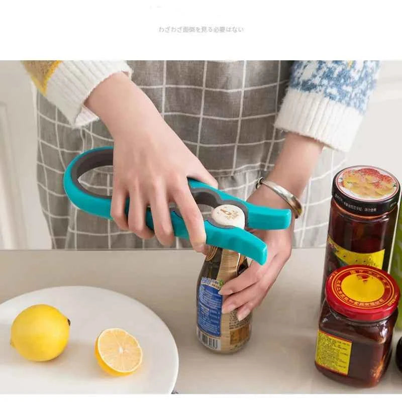 Jar Opener Easy Grip Wrench 4 in 1 Handy Save Strength Can Beer Bottle Cap Openers Lid Twist Off Tools Portable Kitchen Gadgets