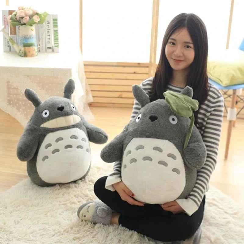 Cartoon Laugh Heartily Totoro Plush Toy Stuffed Movie Anime Totoro Lotus Leaf Plushies Lovely Pillow Japanese Style Doll Gifts