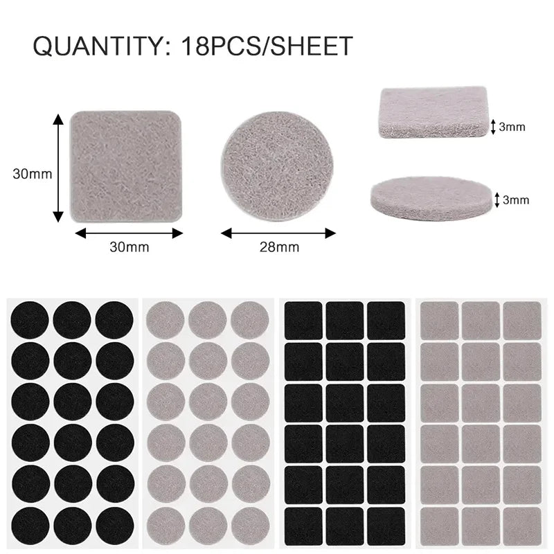 Thickened Self-adhesive Felt Chair Leg Pads Anti Slip Scratch Resistant Noise Resistant Floor Furniture Protection Pads Gaskets