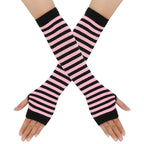Warmer Knitted Long Fingerless Gloves Elbow Mittens Christmas Acces Gift Fashion Women Emo Gloves Lady Striped Elbow Gloves