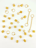 32pcs Star Dreadlock Hair Braids Cuffs and Braid Decorations Hair Accessories Loc Hair Jewelry for Braids for Women