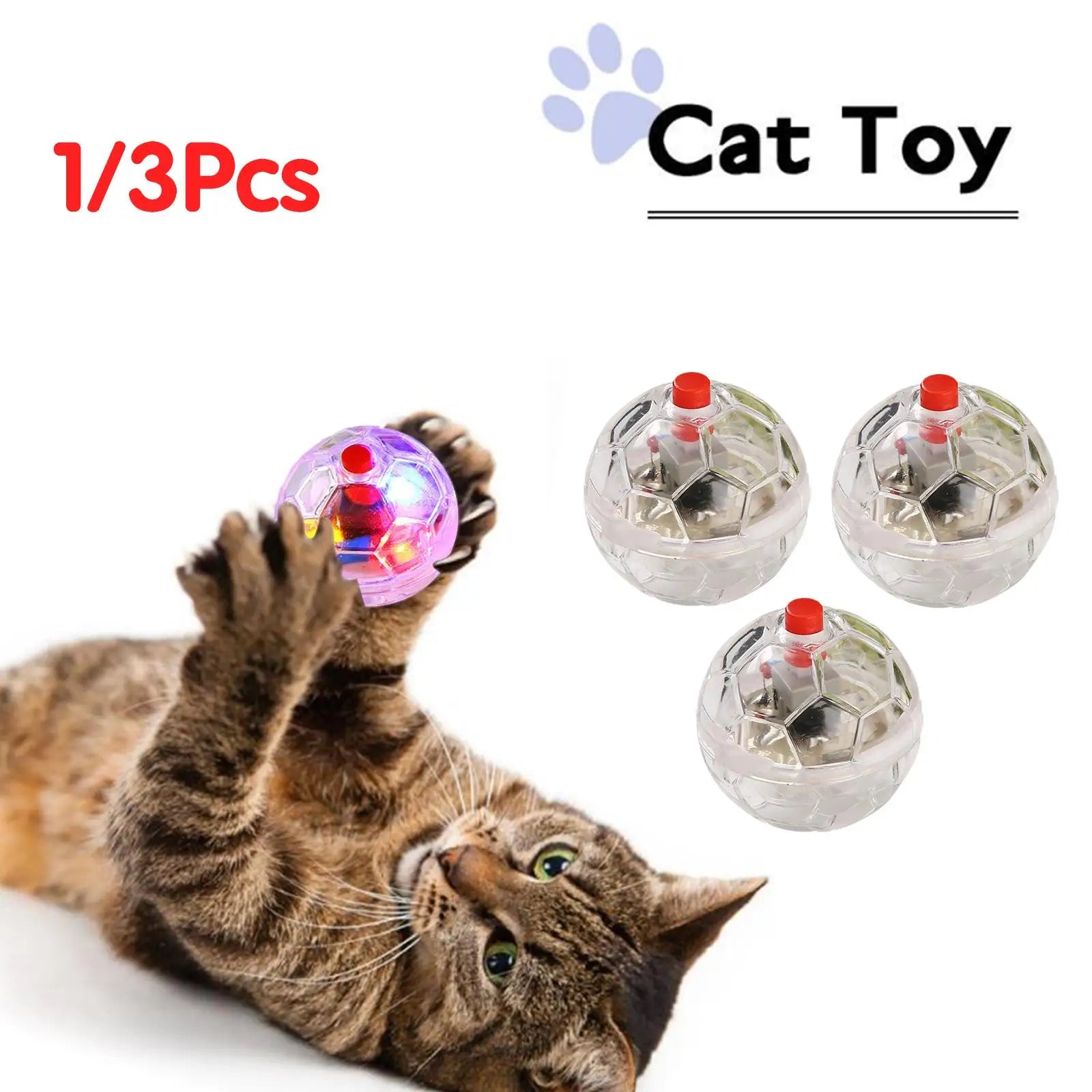 3/1Pcs Cat Motion Light Up Interactive Flash Ball Ghost Small Battery Powered Paranormal Equipment Portable LED Gift Pet Toys