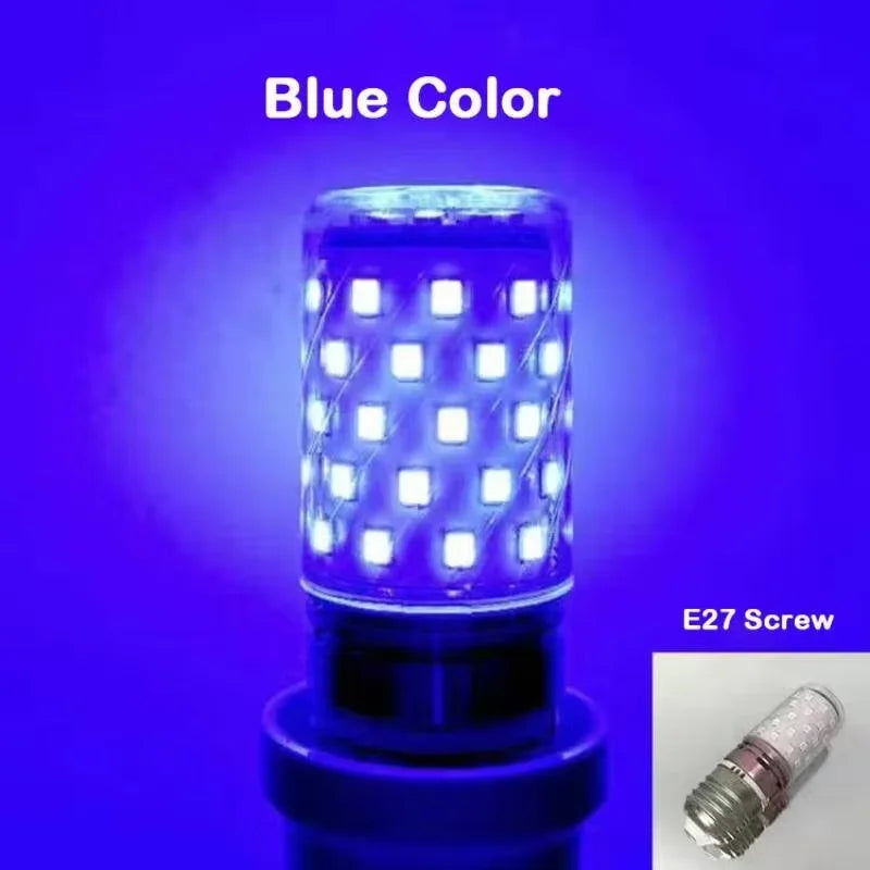 E27 LED Colorful Corn Bulb 12W RGB Pink Red Blue Green Purple Golden 7 Colors AC 220V Decorative Lamp for Chandelier Home Party