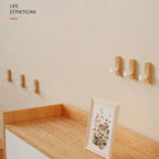 Self Adhesive Mounted Walnut Wood Wall Hooks for Hanging Coat Towel Clothes Blanket Hat Backpack Robe Entryway Key Holder
