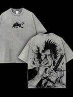 Yami Sukehiro Graphic Tshirt Black Clover Manga Cotton T-shirt For Men Short Sleeve Clothing Oversized Tee Male Washed T Shirt