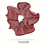 2/3pcs High End Red Cute Dot Plaid Scrunchies for Women Girls Soft Elastic Hair Ties Gentle Hair Bands Fashion Hair Accessories